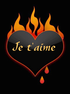 Gif animé je t'aime coeur en feu