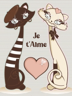 Gif animé je t'aime chats