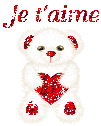 Gif animé je t'aime peluche blanche