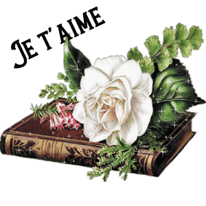 Gif animé je t'aime rose blanche
