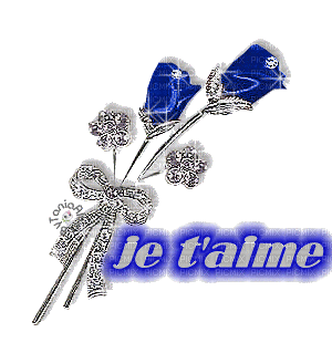 Gif animé je t'aime roses bleues
