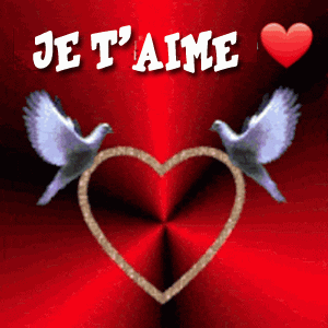 Gif animé je t'aime colombes et coeur