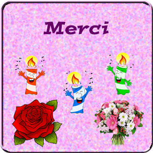 Gif animé merci carte rose