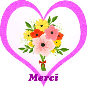 Gif merci coeur et fleurs