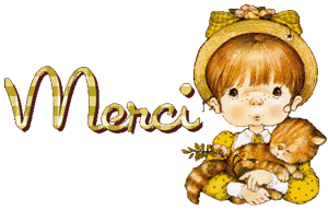 Gif animé merci fille et chat