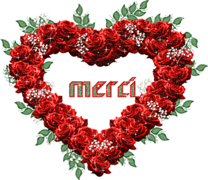 Gif animé merci COEUR DE ROSES