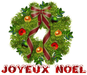 Gif animé joyeux Noël couronne