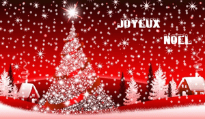Gif animé joyeux Noël sapins et neige